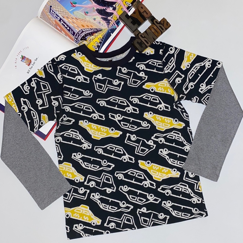 tea Collection Boy’s Taxi Cab/Car/Truck Long Sleeve T-Shirt